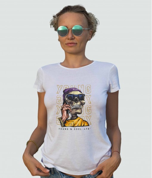 Дамска тениска с щампа Готика Young And Cool Skull
